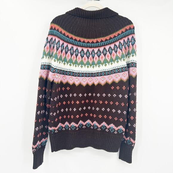 Moda International Womens Wool Blend Fair Isle‎ Knit Full Zip Cardigan Sweater L - Picture 8 of 8